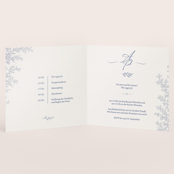 Quadratische romantische Hochzeitseinladung mit Schlossillustration TA0110-2600067-07-1