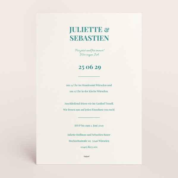 Hochzeitseinladung mit Foto im A5-Format „Two hearts, one shared future“ TA0110-2600069-07-1