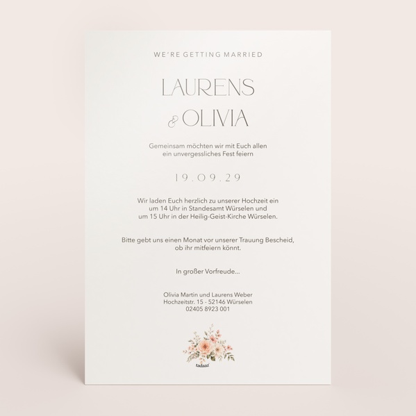 Romantische Hochzeitseinladung mit KI-Illustration und Siegel TA0110-2600071-07-1