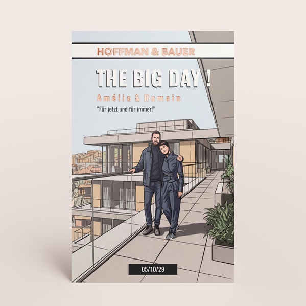 Hochzeitseinladung im Comic-Stil „The Big Day“ TA0110-2600074-07-0