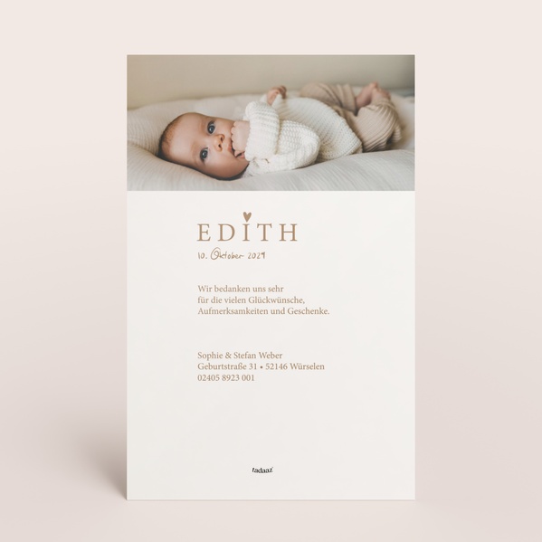 Geburtskarte „Herzensfaden“ mit Foto TA05500-2600123-07-1