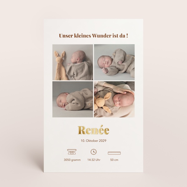 Personalisierte Geburtskarte mit vier Fotos und Namen TA05500-2600124-07-0