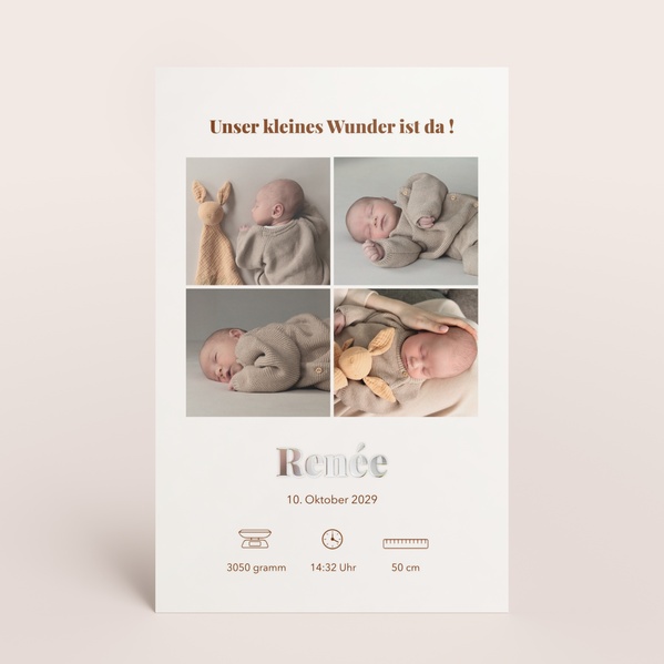 Personalisierte Geburtskarte mit vier Fotos und Namen TA05500-2600124-07-0