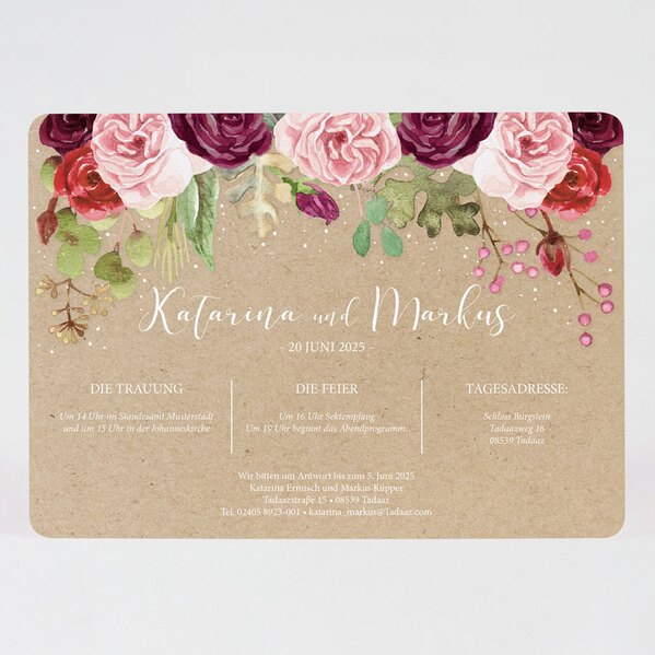 romantische einladungskarte rosenhimmel mit kraftpapier TA0110-1900044-07 1