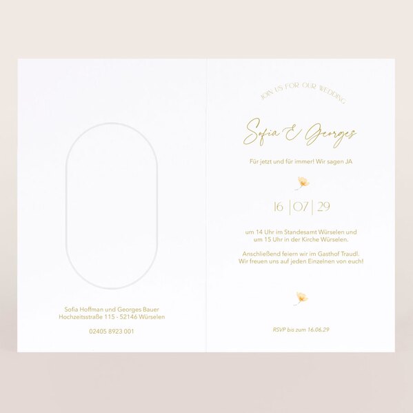 hochzeitseinladung mit ovalem blumenkranz und praegung TA0110-2600088-07 2