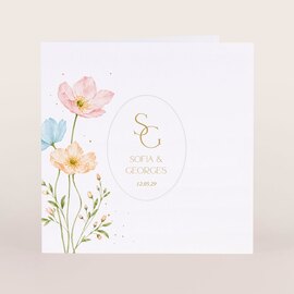 quadratische hochzeitskarte mit blumenillustration und praegung TA0110-2600090-07 1