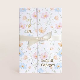 hochzeitskarte im hochformat mit theaterfalz blumenmotiv goldfolie und band TA0110-2600092-07 1