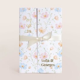 hochzeitskarte im hochformat mit theaterfalz blumenmotiv goldfolie und band TA0110-2600092-07 1