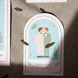 vintage dankeskarte im briefmarken look mit brautpaar zeichnung TA0117-2600024-07 4