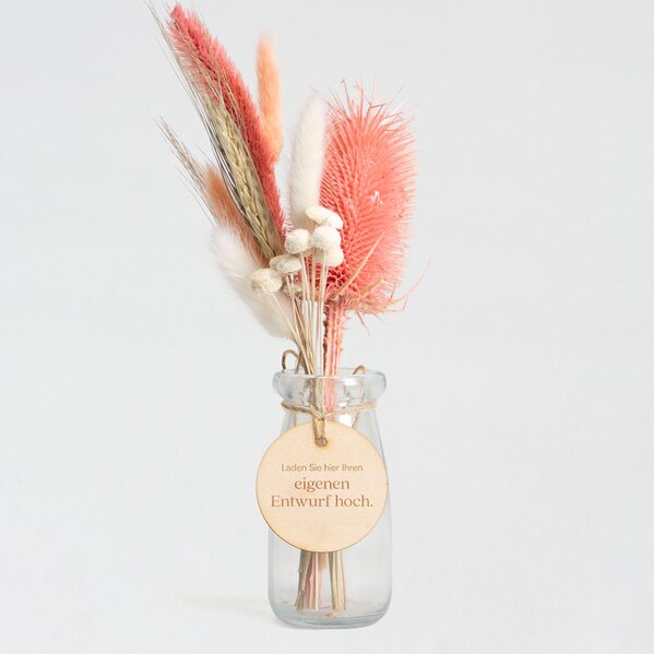 rosa trockenblumenstrauss in vase mit holzlabel lovely mit text TA03921-2300001-07 1