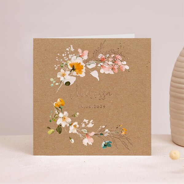 geburtskarte mit blumenkranz und veredelung kleiner schatz florales design TA05500-2300154-07 1