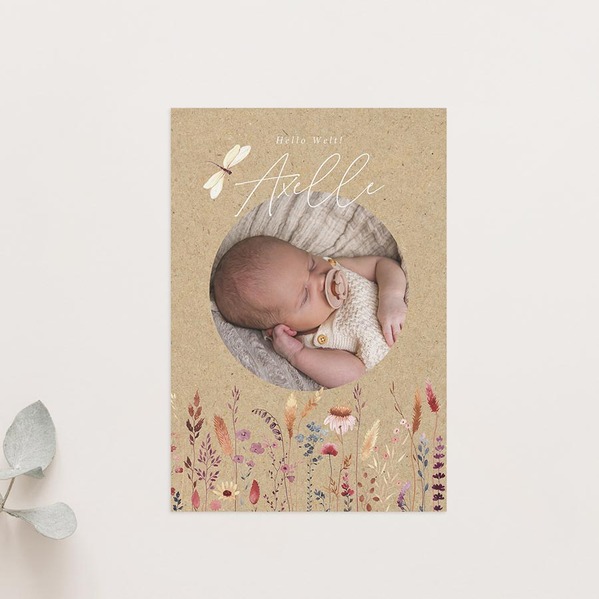 suesse geburtskarte mit blumen und foto blumenwiese florales design TA05500-2400057-07 1