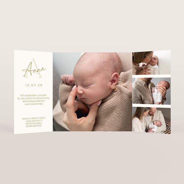 geburtskarte mit altarfalz fotos und goldfolie TA05500-2600125-07 2
