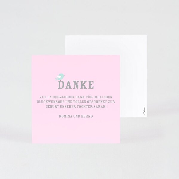 rosa geburtskarte fuer maedchen mit voegelchen 10x10cm TA0557-1700021-07 1