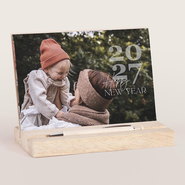 tischkalender mit holzsockel und monatslayout in banderolenform TA0884-2600011-07 2