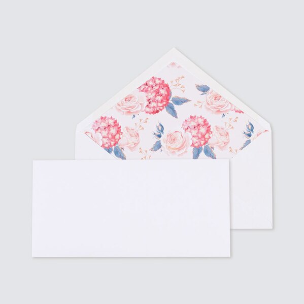 weisser briefumschlag 22 x 11 cm mit rosa einlage mit blumenprint TA09-09091703-07 1