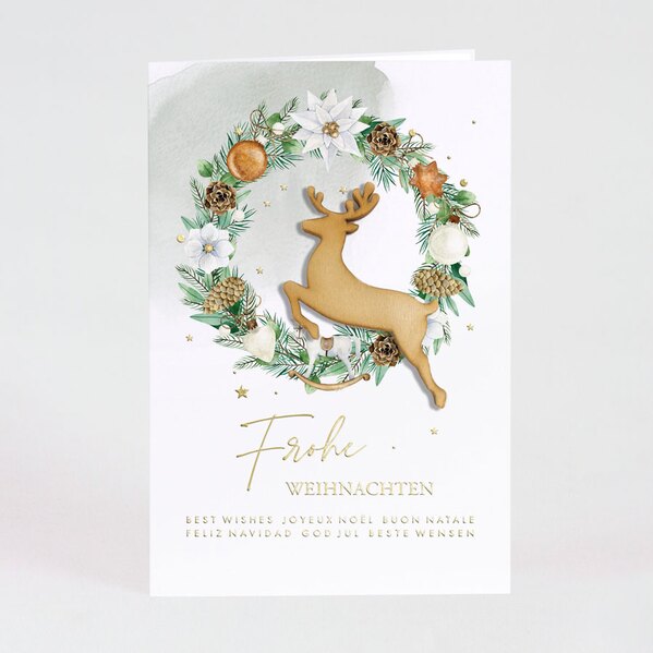 weihnachtskarte mit kranz und holzhirsch happy hirschrudel veredelt TA1187-2300111-07 1