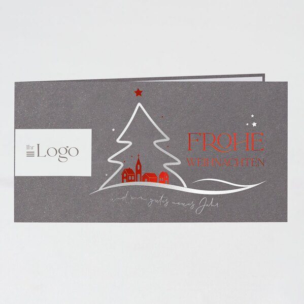 glaenzende weihnachtskarte mit winterlichem bild walddorf mit einlegeblatt TA1187-2300169-07 1