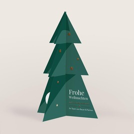 firmen weihnachtskarte mit farbigem 3d tannenbaum goldfolie und logo TA1187-2600048-07 1