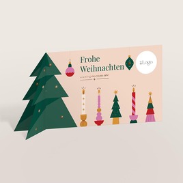 originelle firmen weihnachtskarte mit farbigem 3d tannenbaum und goldfolie TA1187-2600049-07 1