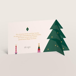originelle firmen weihnachtskarte mit farbigem 3d tannenbaum und goldfolie TA1187-2600049-07 2