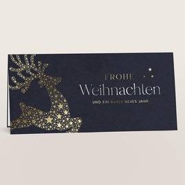 firmen weihnachtskarte in dunkelblau mit hirsch aus goldenen sternen TA1187-2600054-07 1