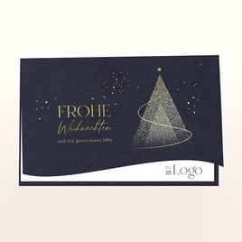 firmen weihnachtskarte in dunkelblau mit goldenen tannenbaeumen TA1187-2600055-07 1