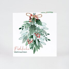 weihnachtskarte mistletoe greenery aquarell quadratische klappkarte TA1188-2100029-07 1