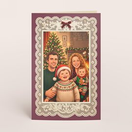 weihnachtskarte mit dekorativem spitzenrahmen und familienfoto TA1188-2600091-07 1