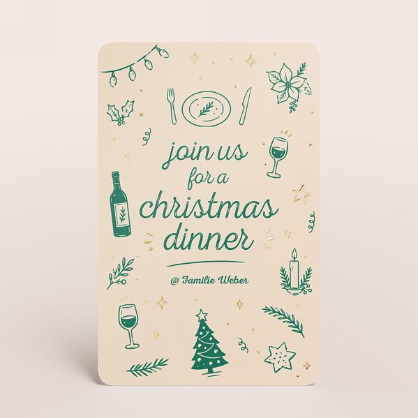 einladung zum weihnachtsessen mit festlichen illustrationen und goldfolie TA1188-2600102-07 1