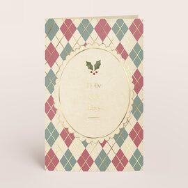 klassische weihnachtskarte mit karomuster und ovalrahmen in goldfolie TA1188-2600115-07 1