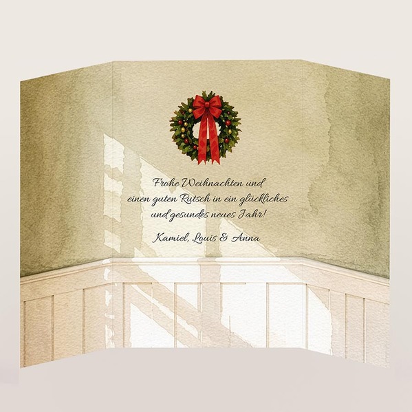 weihnachtskarte mit festlich geschmueckter haustuer und altarfalz TA1188-2600120-07 2