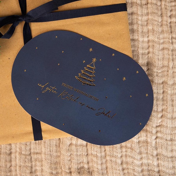 ovale weihnachtskarte mit tannenbaum und weihnachtsgruss in goldfolie TA1188-2600123-07 3