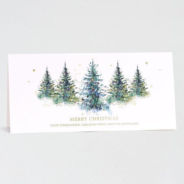 weihnachtskarte mit gezeichnetem tannenwald o tannenbaum veredelt TA842-032-07 1