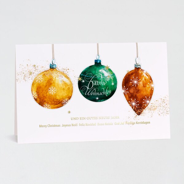 schicke weihnachtskarte mit weihnachtskugeln funkelnde weihnachten veredelt TA860-004-07 1