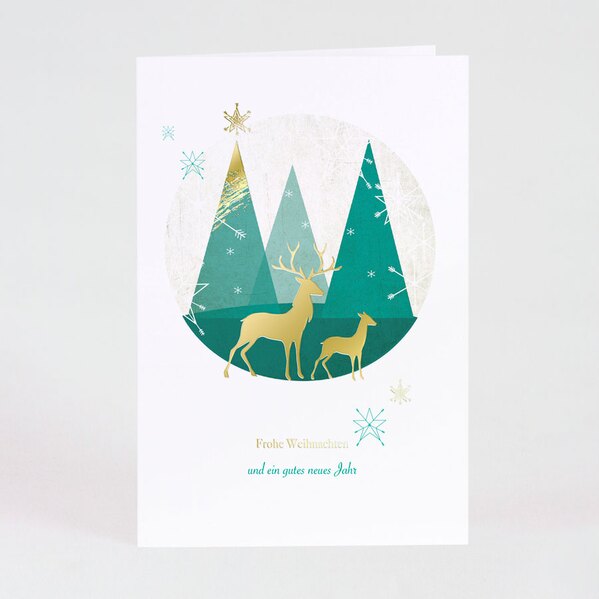 winterliche weihnachtskarte mit hirschen im wald veredelt TA861-058-07 1