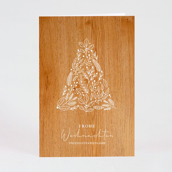 weihnachtskarte mit tannenbaum wintergemuetlichkeit in holzoptik TA862-051-07 1