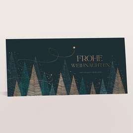 firmen weihnachtskarte in gruen mit verzierten tannenbaeumen in kupferfolie TA865-063-07 1