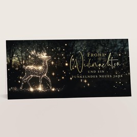 firmen weihnachtskarte mit funkelndem hirschmotiv und goldfolie TA865-093-07 1